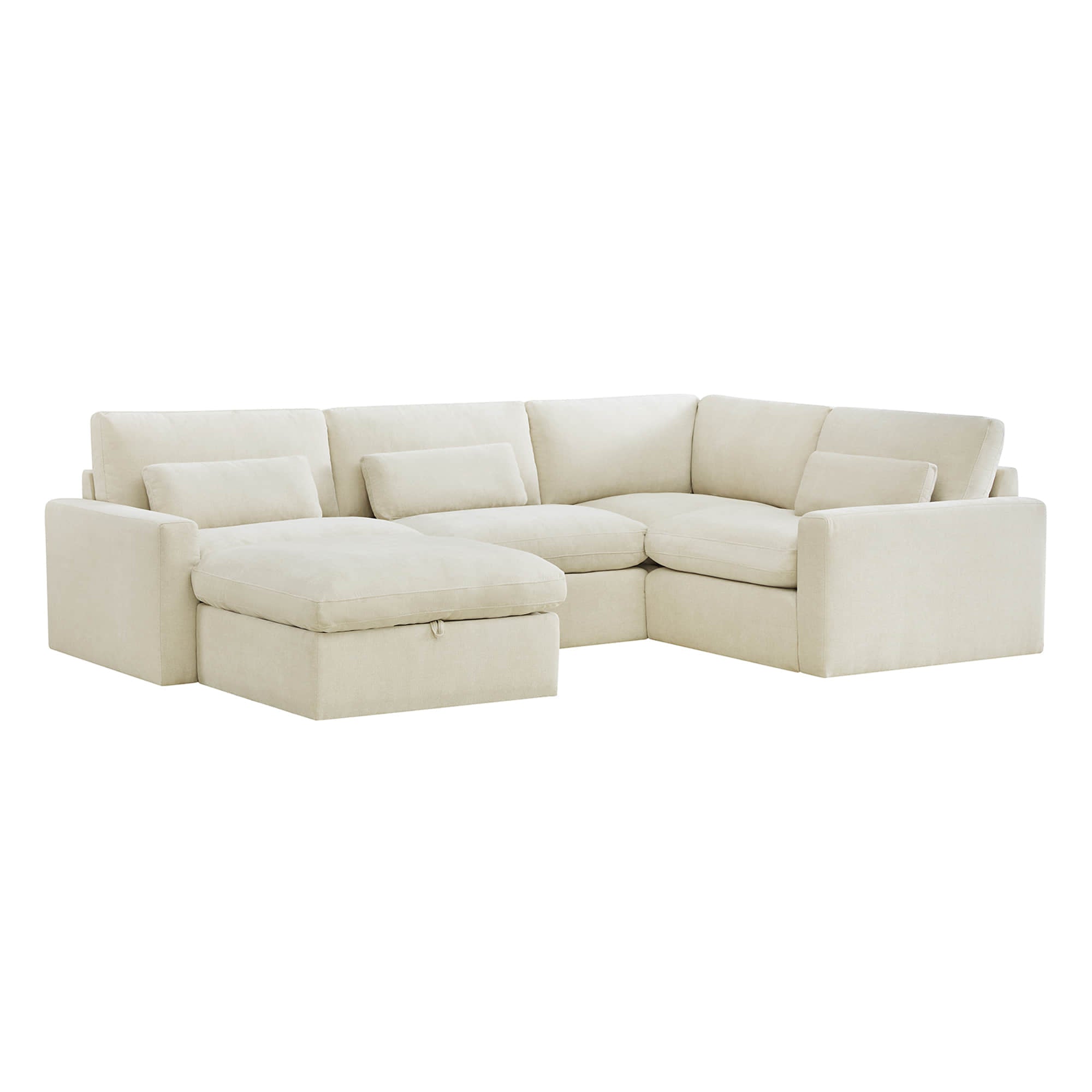 Ivy 5-Seat Performance Fabric Modular Sectional Sofa with Storage Ottoman