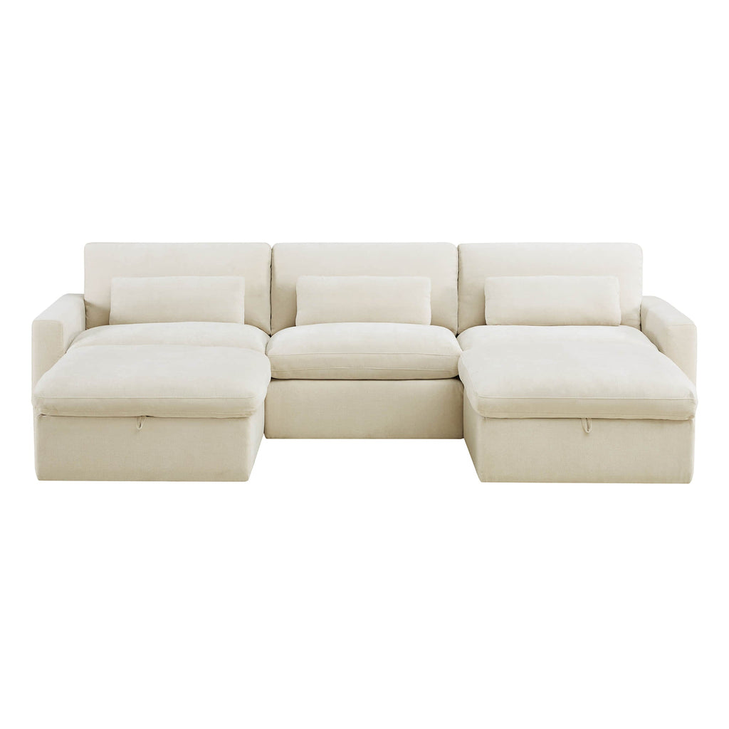 Ivy 5-Seat Performance Fabric Modular Sectional Sofa with Storage Ottoman