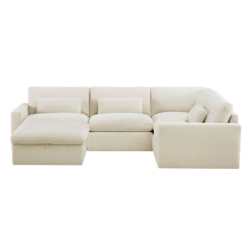 Ivy 5-Seat Performance Fabric Modular Sectional Sofa with Storage Ottoman