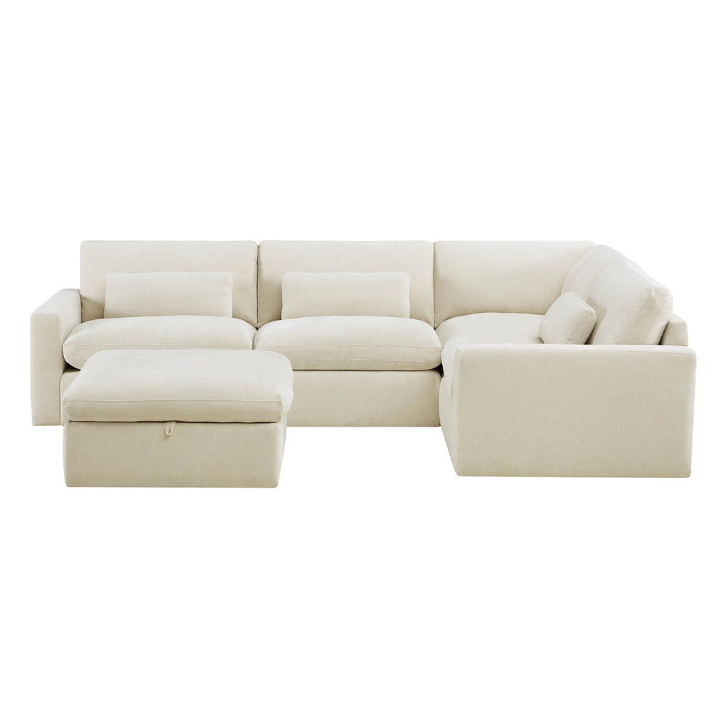 Ivy 5-Seat Performance Fabric Modular Sectional Sofa with Storage Ottoman