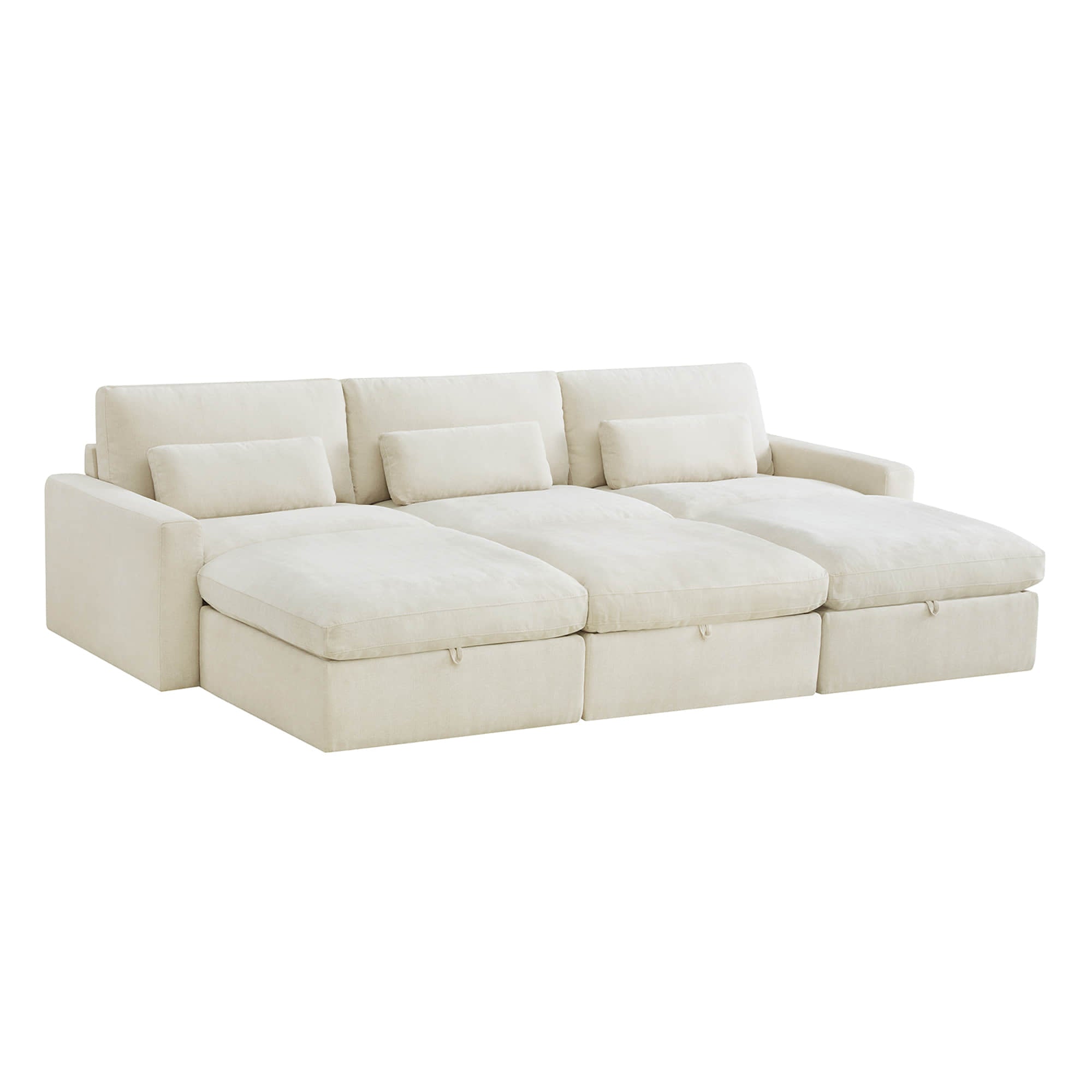 Ivy 6-Seat Performance Fabric Bed Modular Sectional Sofa with Storage Ottoman