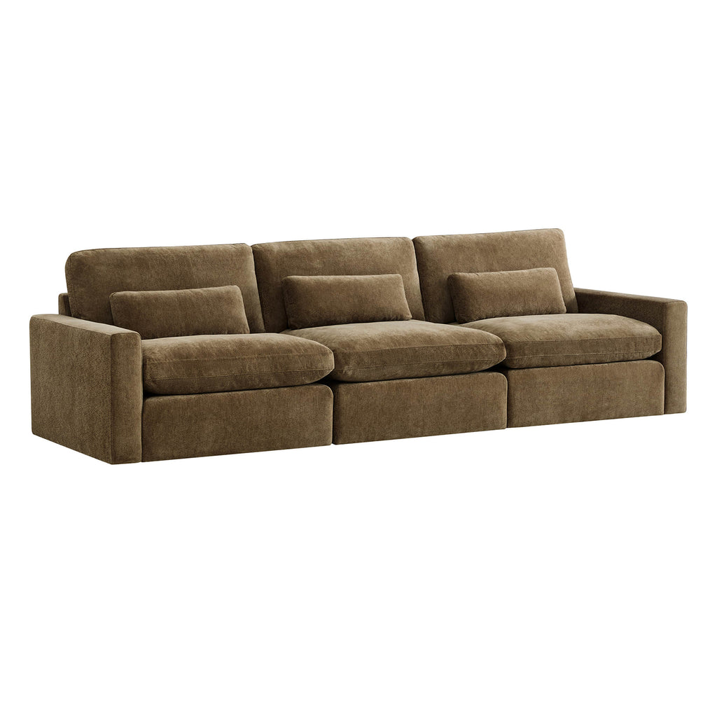 Ivy 3-Seat Performance Fabric Modular Sofa with Storage Ottoman