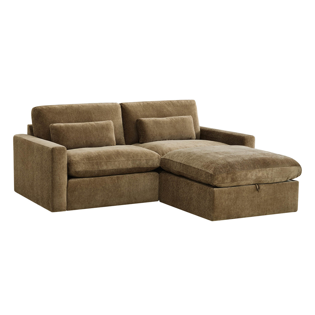 Ivy 3-Seat Performance Fabric Modular Sofa with Storage Ottoman