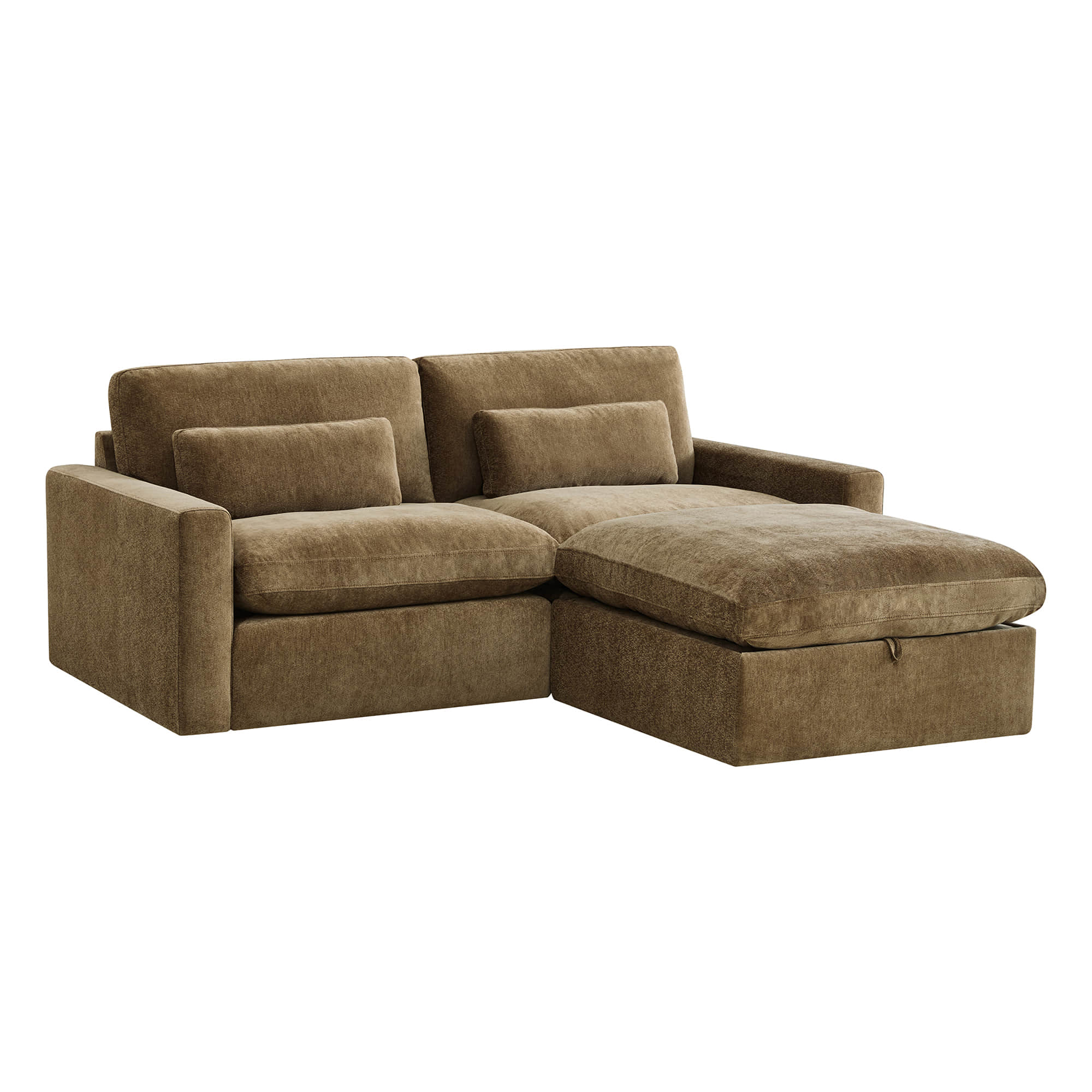 Ivy 3-Seat Performance Fabric Modular Sofa with Storage Ottoman