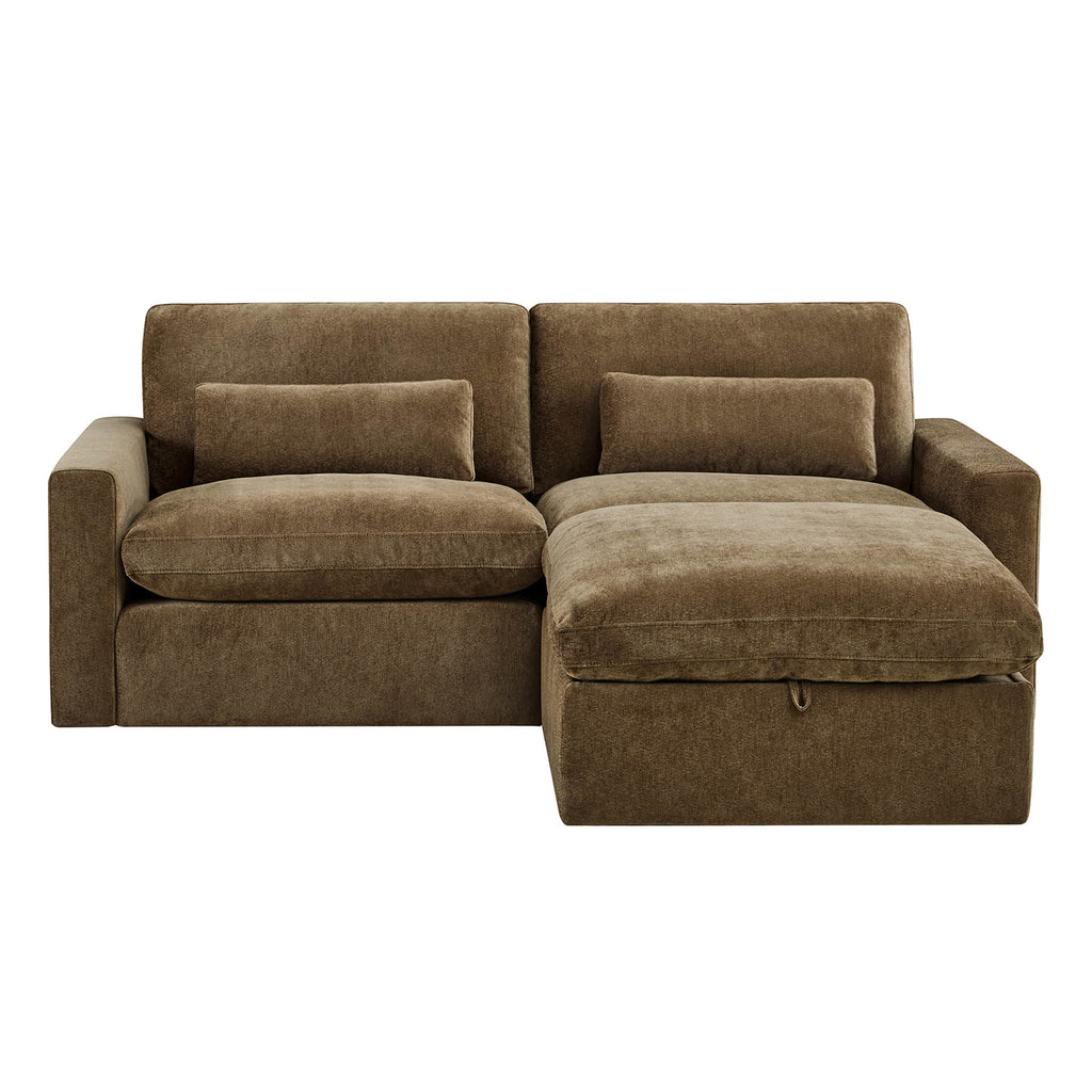 Ivy 3-Seat Performance Fabric Modular Sofa with Storage Ottoman