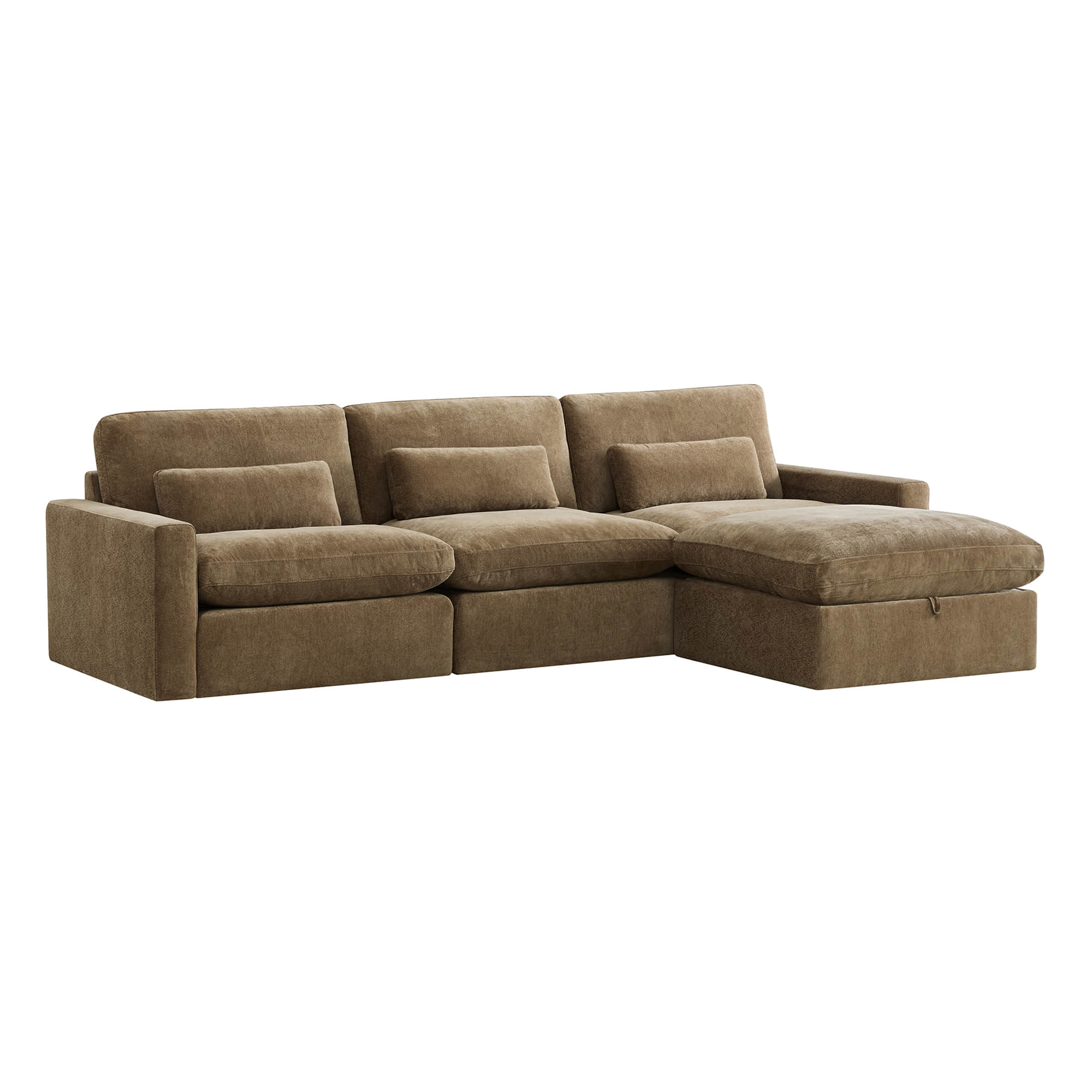 Ivy 4-Seat Performance Fabric Modular Sectional Sofa with Storage Ottoman