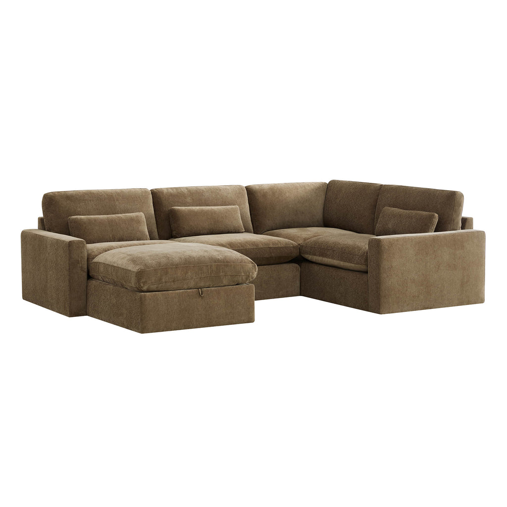 Ivy 5-Seat Performance Fabric Modular Sectional Sofa with Storage Ottoman