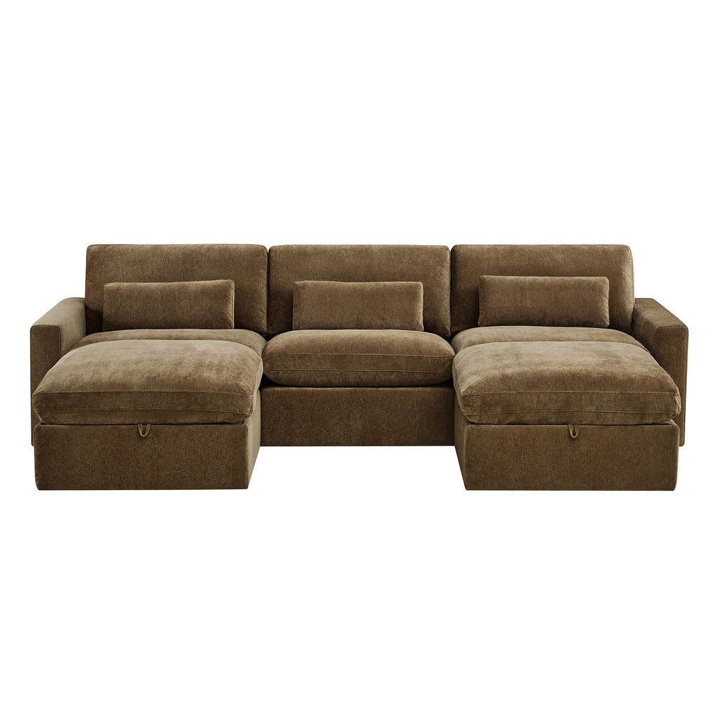 Ivy 5-Seat Performance Fabric Modular Sectional Sofa with Storage Ottoman