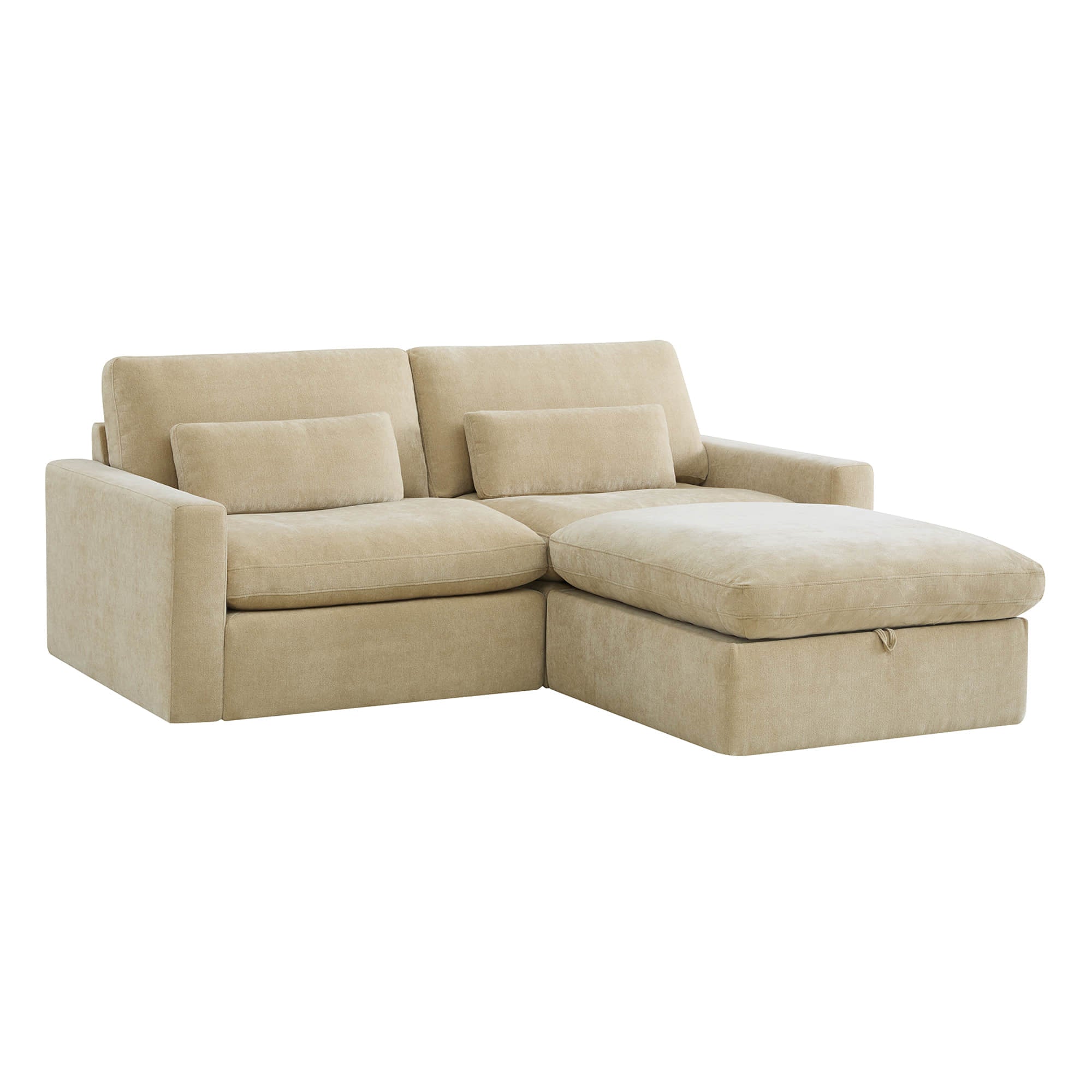Ivy 3-Seat Performance Fabric Modular Sofa with Storage Ottoman