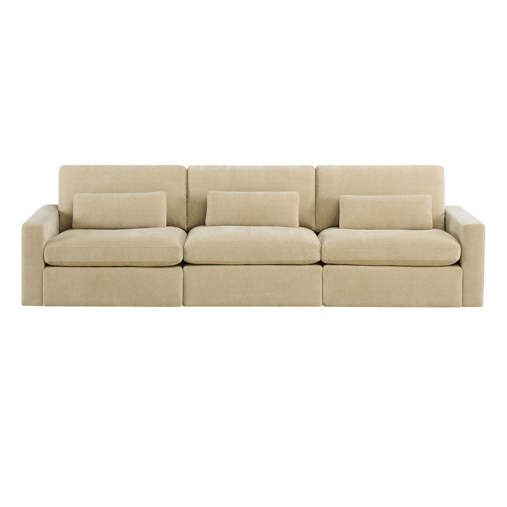 Ivy 3-Seat Performance Fabric Modular Sofa with Storage Ottoman
