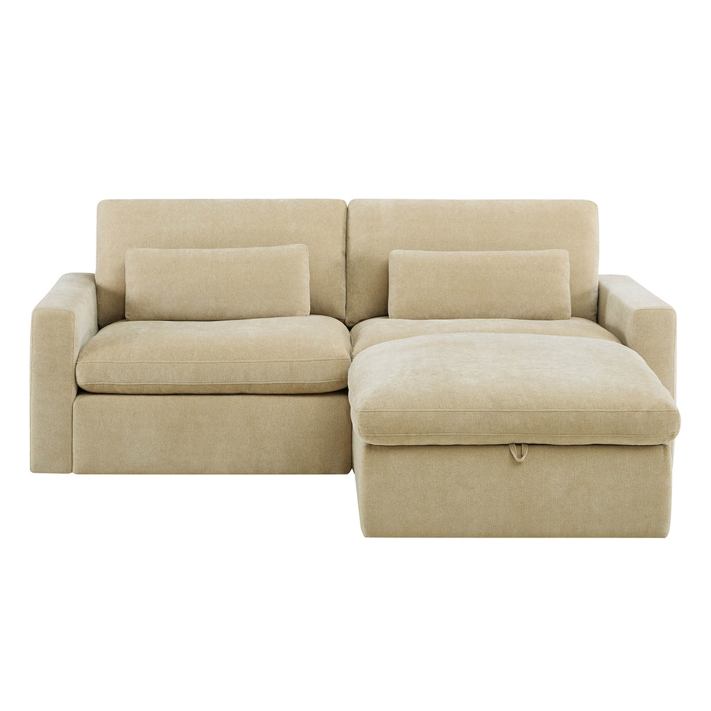 Ivy 3-Seat Performance Fabric Modular Sofa with Storage Ottoman