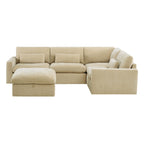 Ivy 5-Seat Performance Fabric Modular Sectional Sofa with Storage Ottoman