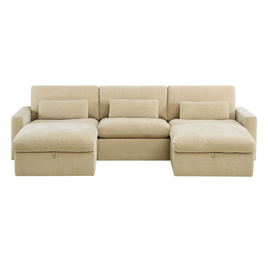 Ivy 5-Seat Performance Fabric Modular Sectional Sofa with Storage Ottoman