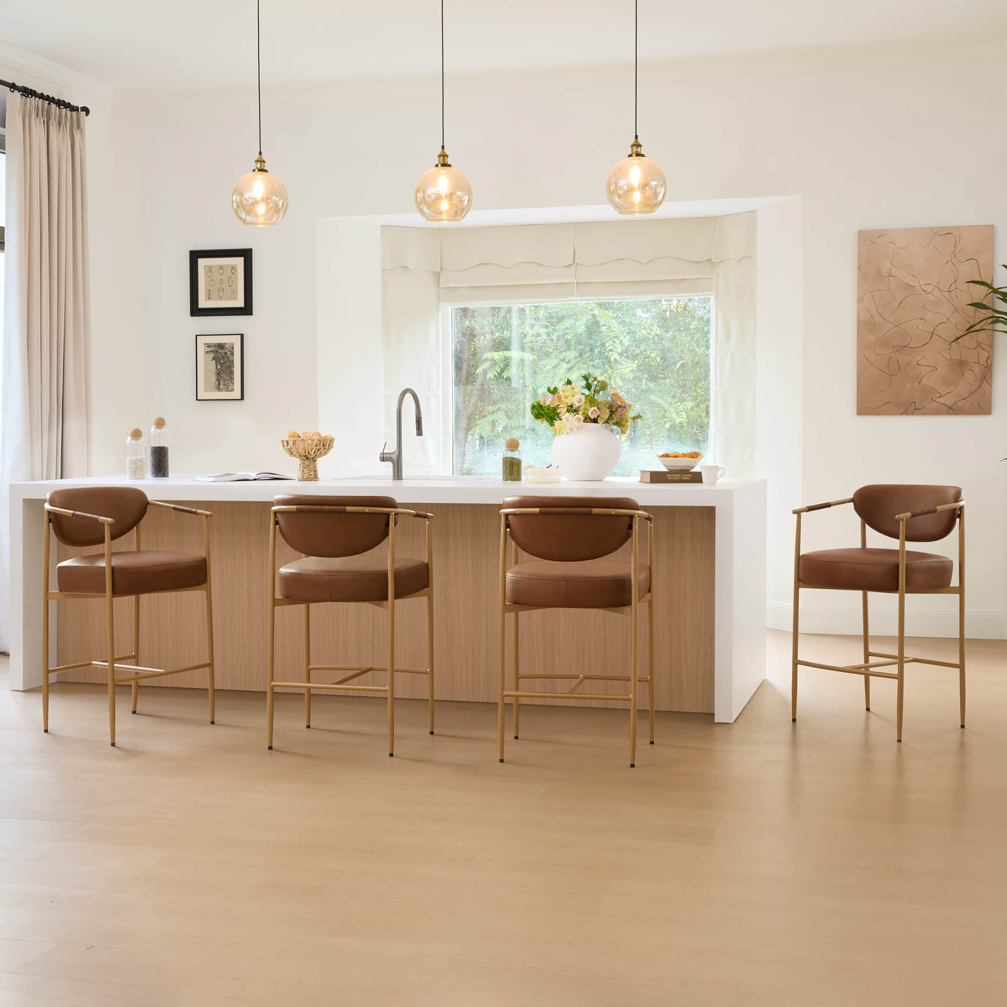 Jade Faux Leather Rope Counter Stool