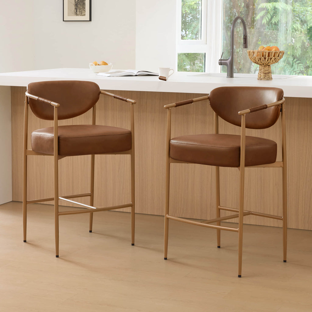 Jade Faux Leather Rope Counter Stool