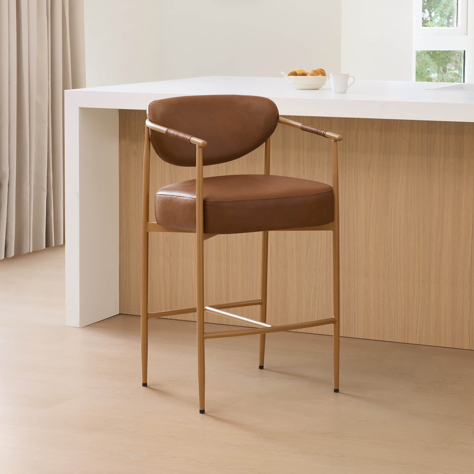 Jade Faux Leather Rope Counter Stool