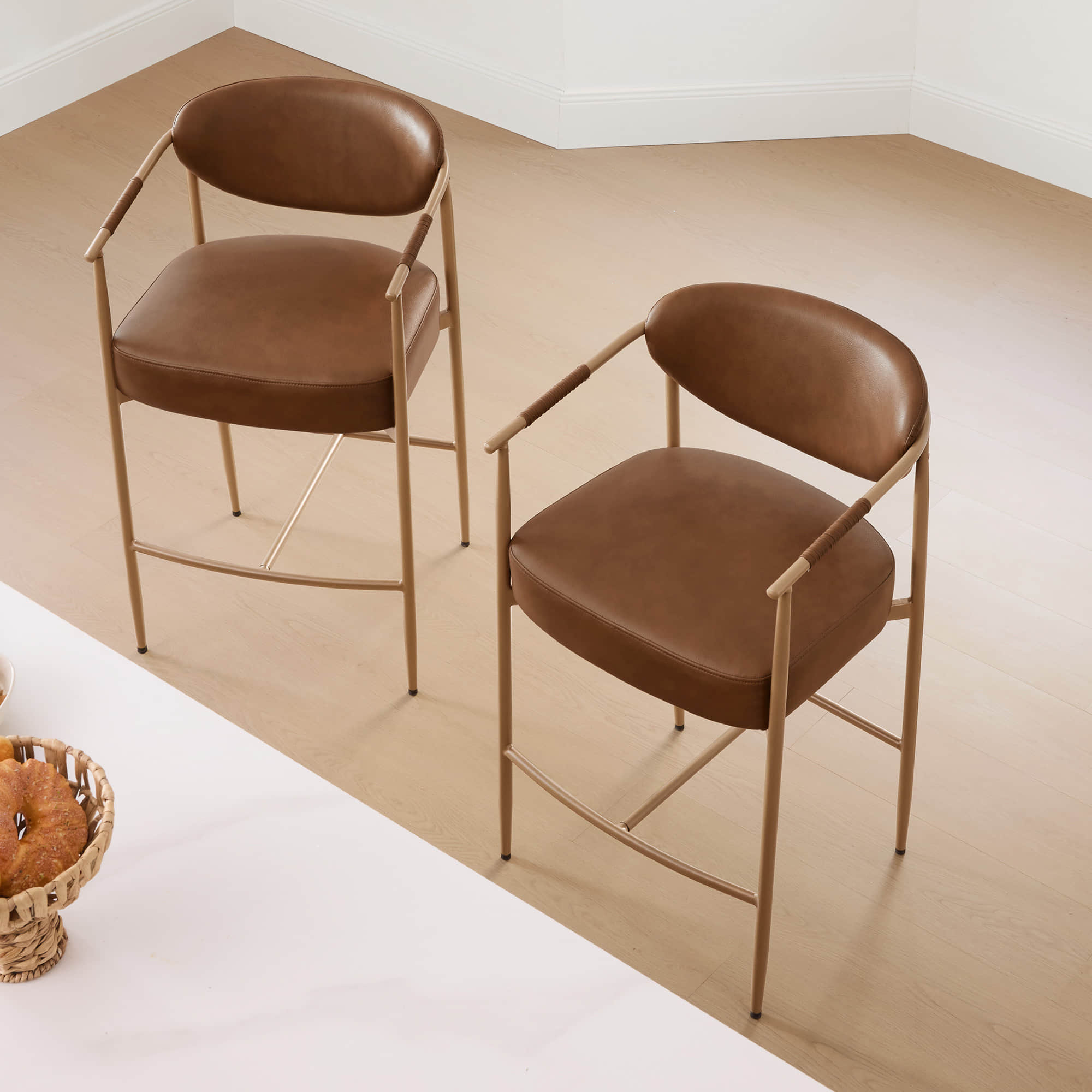 Jade Faux Leather Rope Counter Stool