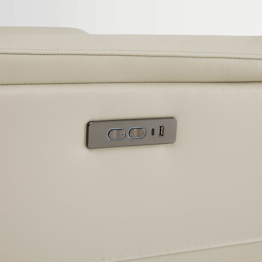 Jaxon Genuine Leather Swivel Glider Power Recliner with Power Headrest