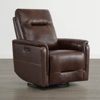 Jaxon Genuine Leather Swivel Glider Power Recliner with Power Headrest