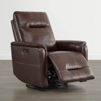 Jaxon Genuine Leather Swivel Glider Power Recliner with Power Headrest