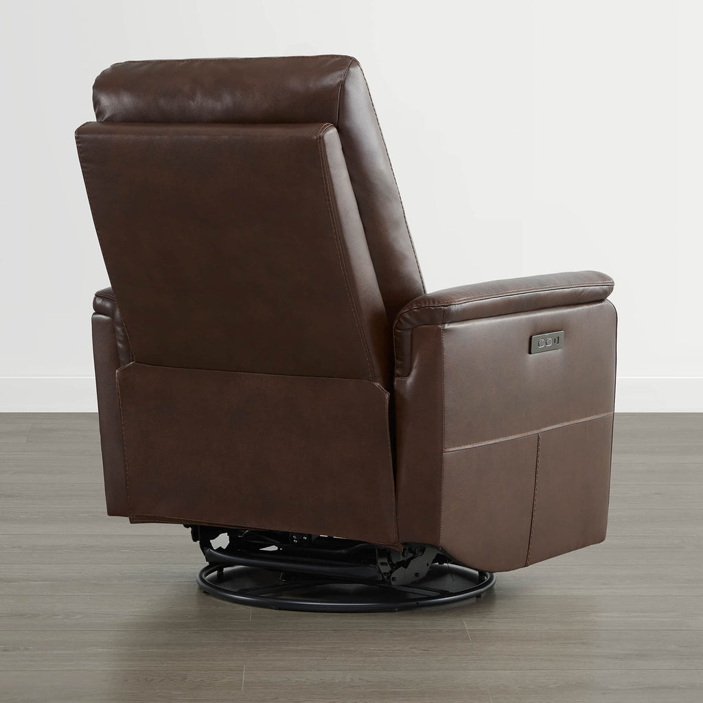 Jaxon Genuine Leather Swivel Glider Power Recliner with Power Headrest