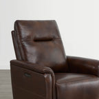 Jaxon Genuine Leather Swivel Glider Power Recliner with Power Headrest