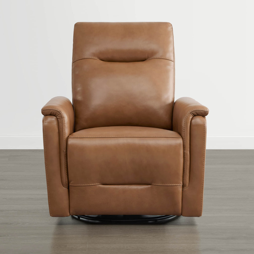Jaxon Genuine Leather Swivel Glider Power Recliner with Power Headrest