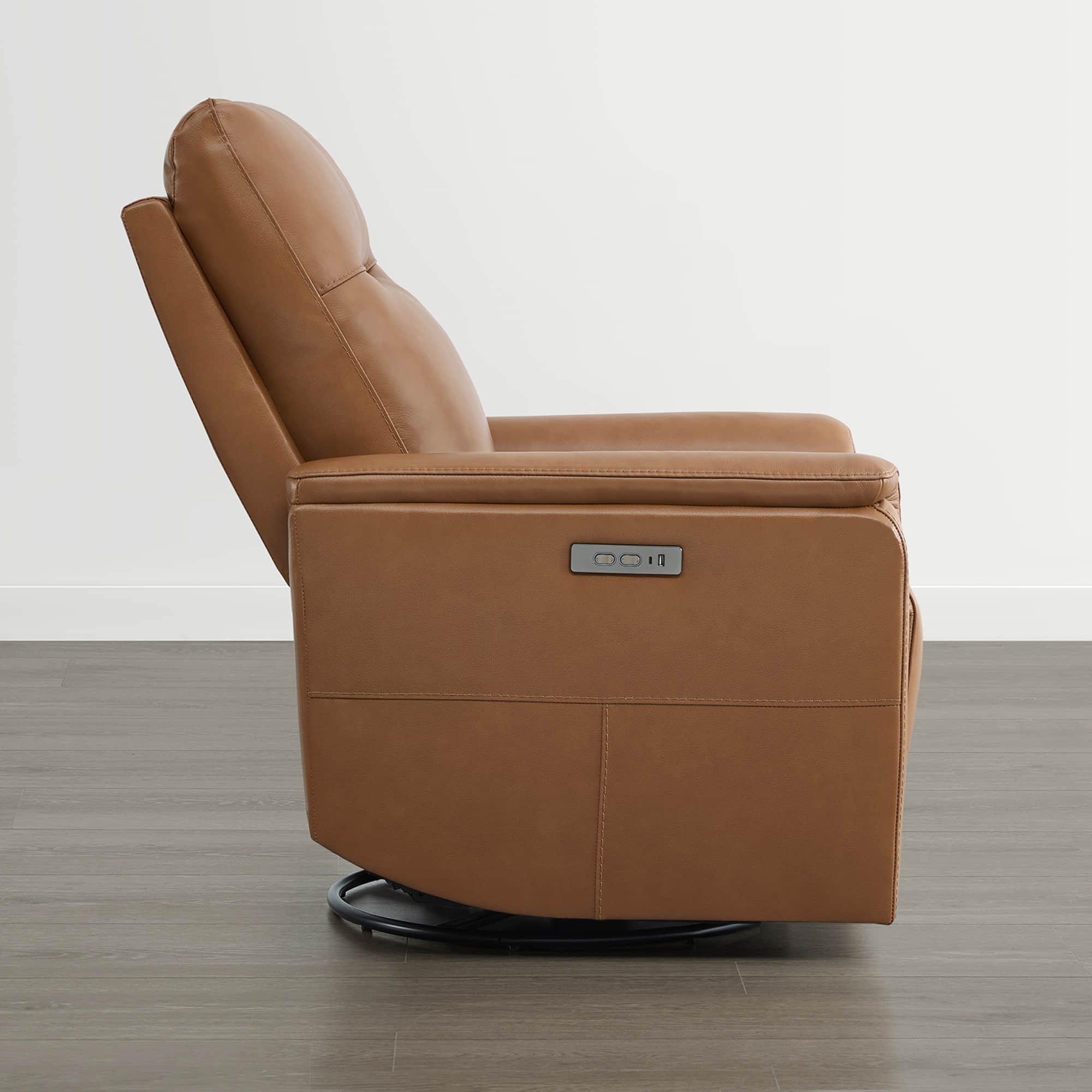 Jaxon Genuine Leather Swivel Glider Power Recliner with Power Headrest