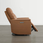 Jaxon Genuine Leather Swivel Glider Power Recliner with Power Headrest