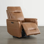 Jaxon Genuine Leather Swivel Glider Power Recliner with Power Headrest