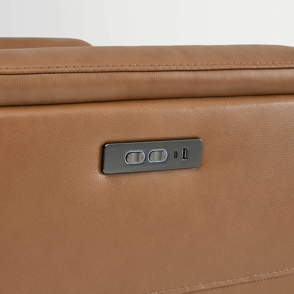 Jaxon Genuine Leather Swivel Glider Power Recliner with Power Headrest