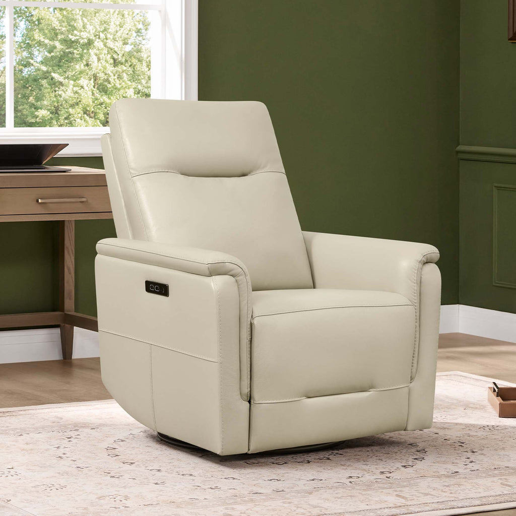 Jaxon Genuine Leather Swivel Glider Power Recliner with Power Headrest