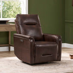 Jaxon Genuine Leather Swivel Glider Power Recliner with Power Headrest