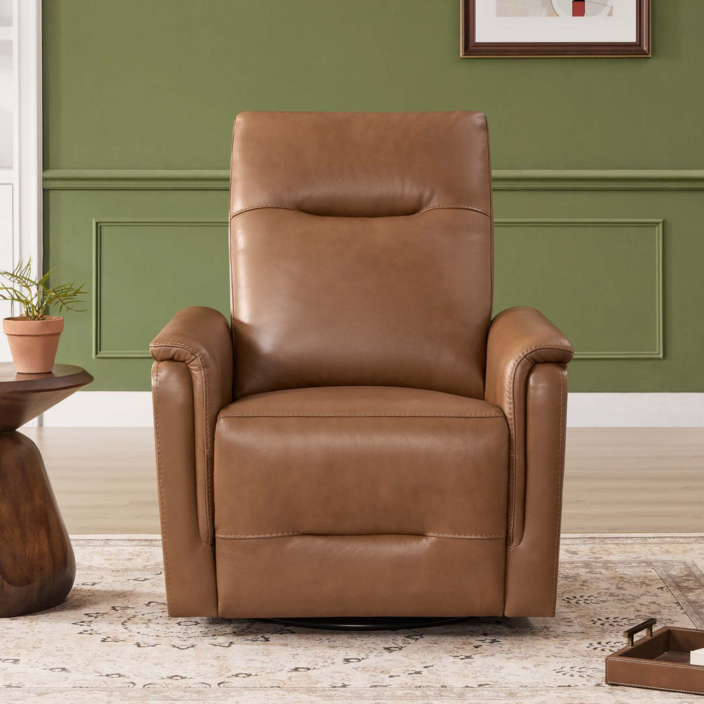 Jaxon Genuine Leather Swivel Glider Power Recliner with Power Headrest