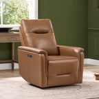 Jaxon Genuine Leather Swivel Glider Power Recliner with Power Headrest