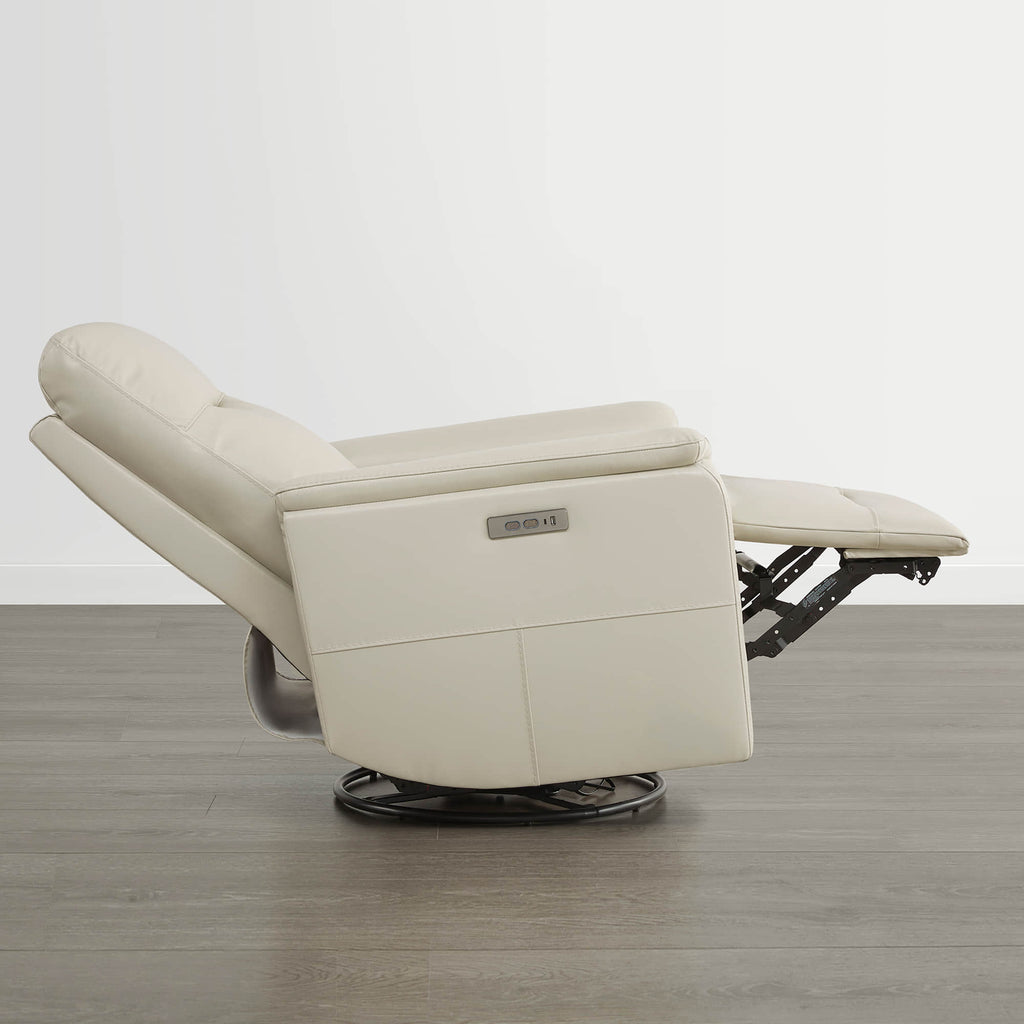 Jaxon Genuine Leather Swivel Glider Power Recliner with Power Headrest