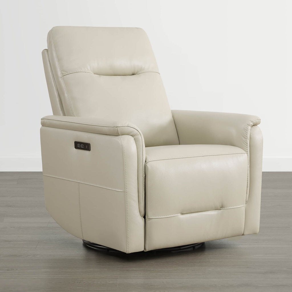 Jaxon Genuine Leather Swivel Glider Power Recliner with Power Headrest