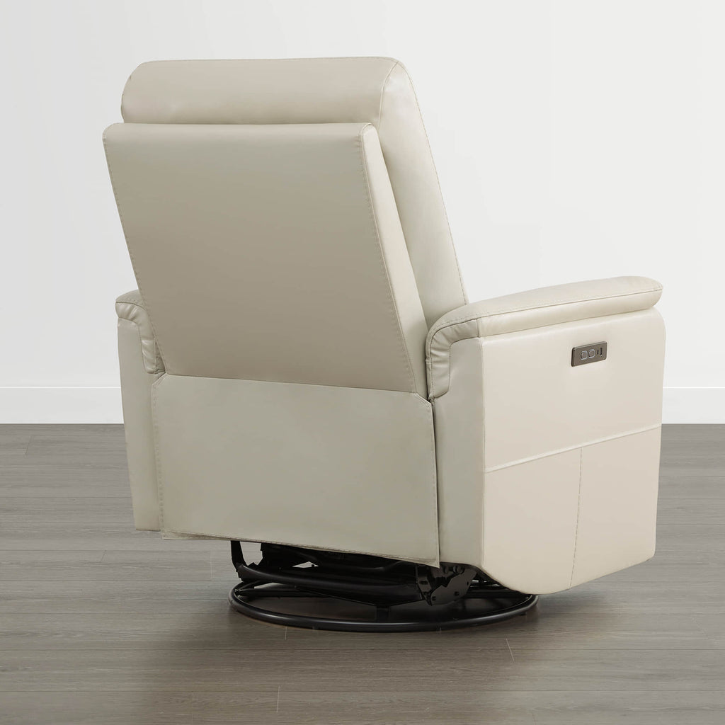 Jaxon Genuine Leather Swivel Glider Power Recliner with Power Headrest