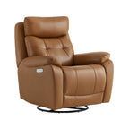 Keith Leather Swivel Glider Recliner with Power Headrest