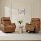 Keith Leather Swivel Glider Recliner with Power Headrest