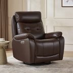 Keith Leather Swivel Glider Recliner with Power Headrest