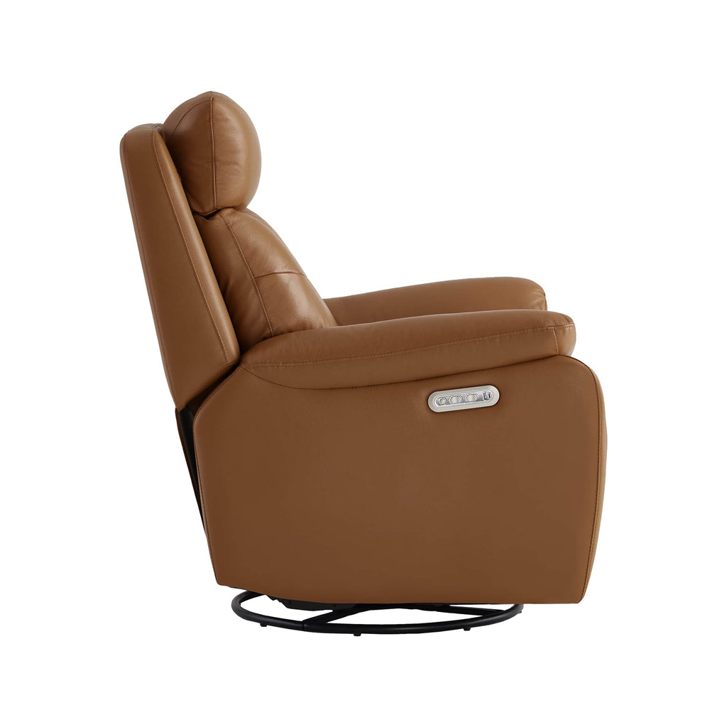 Keith Leather Swivel Glider Recliner with Power Headrest