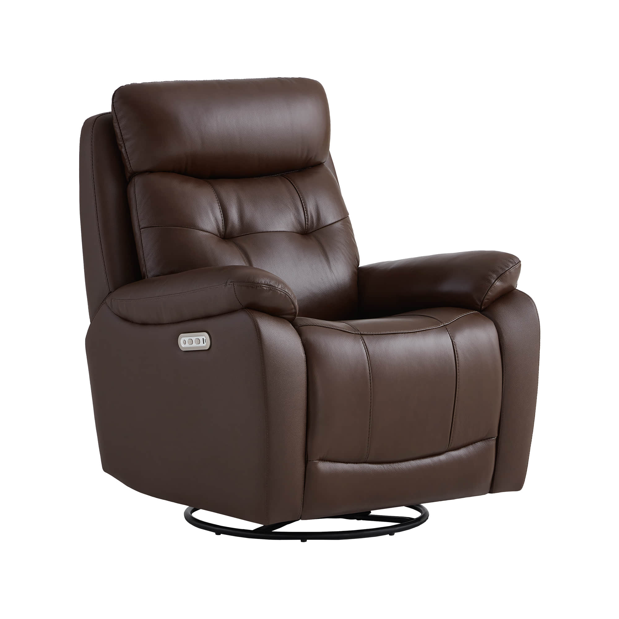 Keith Leather Swivel Glider Recliner with Power Headrest