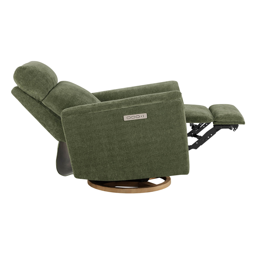 Lulla Power Swivel Nursery Glider Recliner with Power Headrest and Nightlight