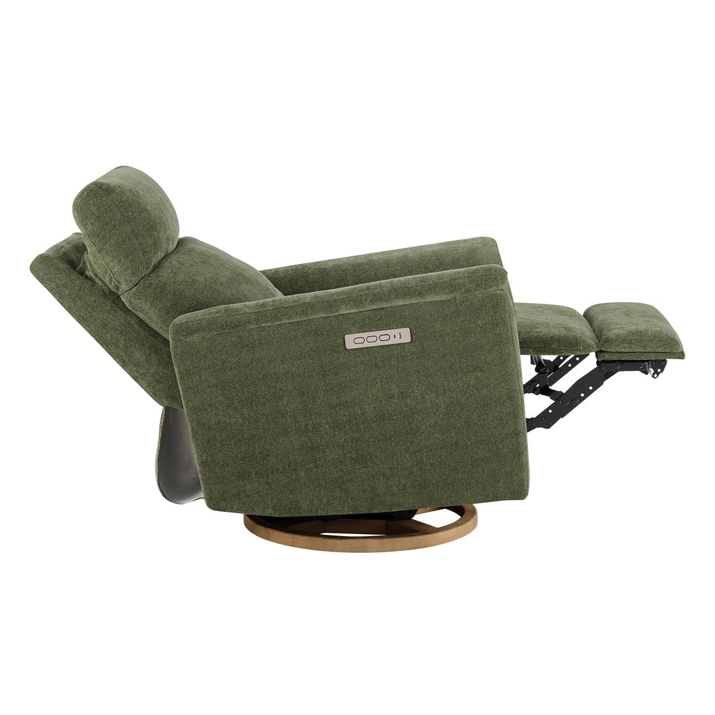 Lulla Power Swivel Nursery Glider Recliner with Power Headrest and Nightlight
