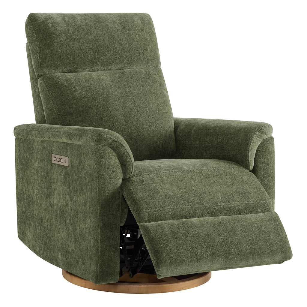 Lulla Power Swivel Nursery Glider Recliner with Power Headrest and Nightlight