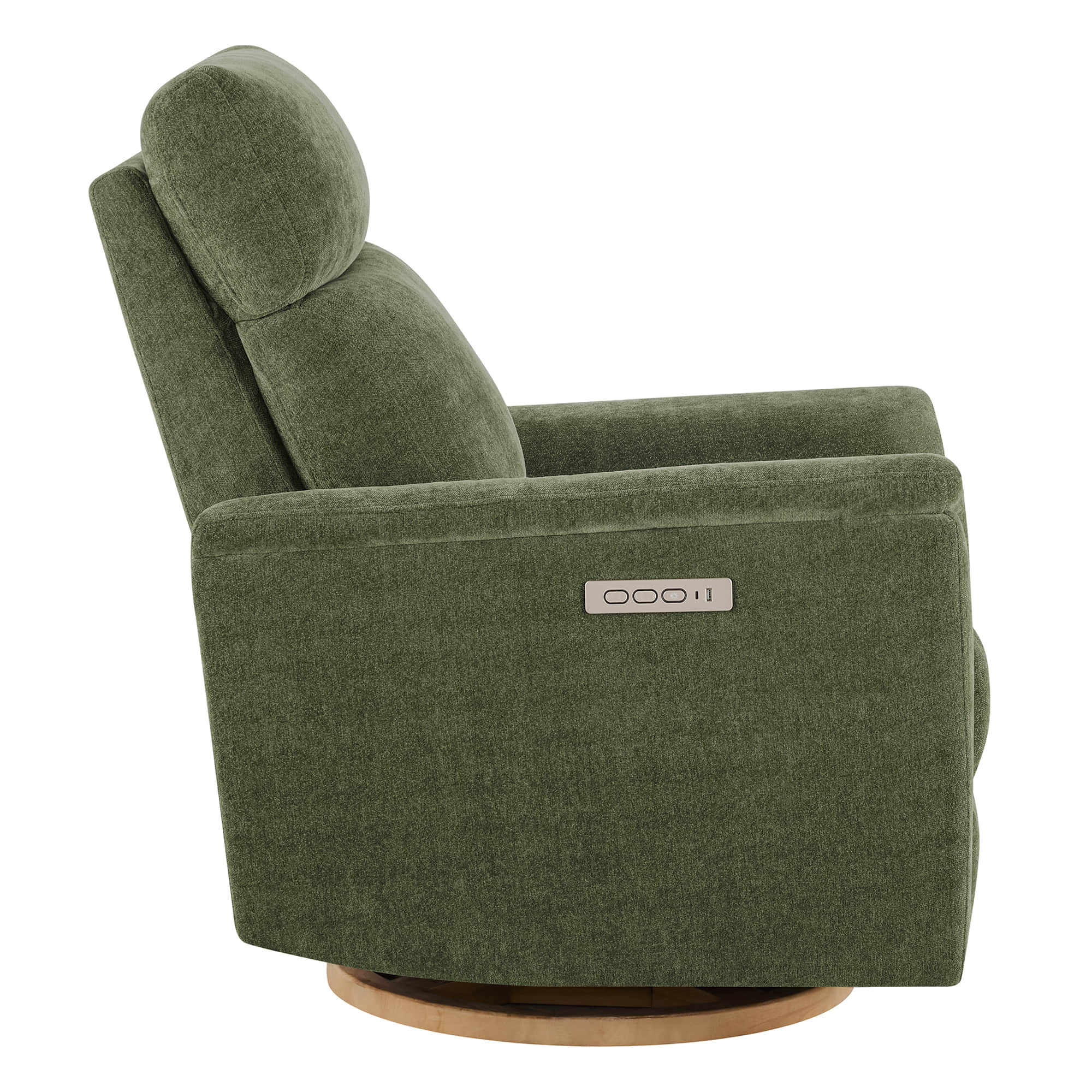 Lulla Power Swivel Nursery Glider Recliner with Power Headrest and Nightlight