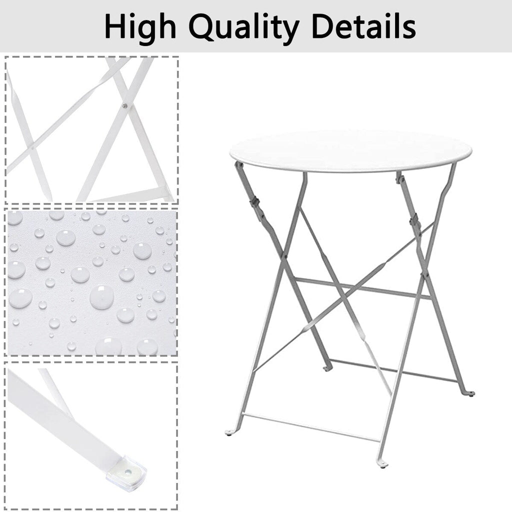 3pc Metal Folding Bistro Set, Weather-Resistant Outdoor/Indoor Conversation Set for Patio, Yard, Garden