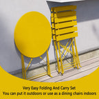 3pc Metal Folding Bistro Set, Weather-Resistant Outdoor/Indoor Conversation Set for Patio, Yard, Garden