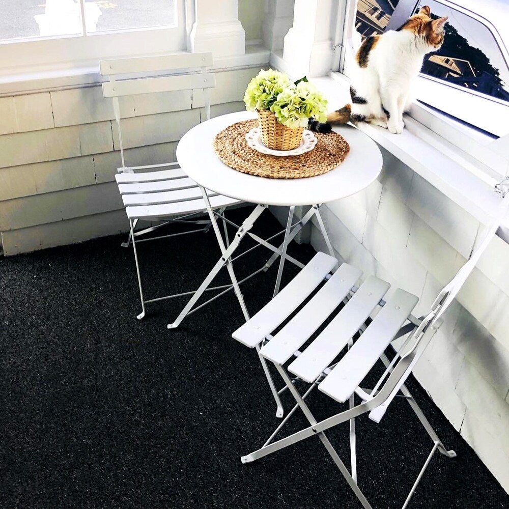 3pc Metal Folding Bistro Set, Weather-Resistant Outdoor/Indoor Conversation Set for Patio, Yard, Garden